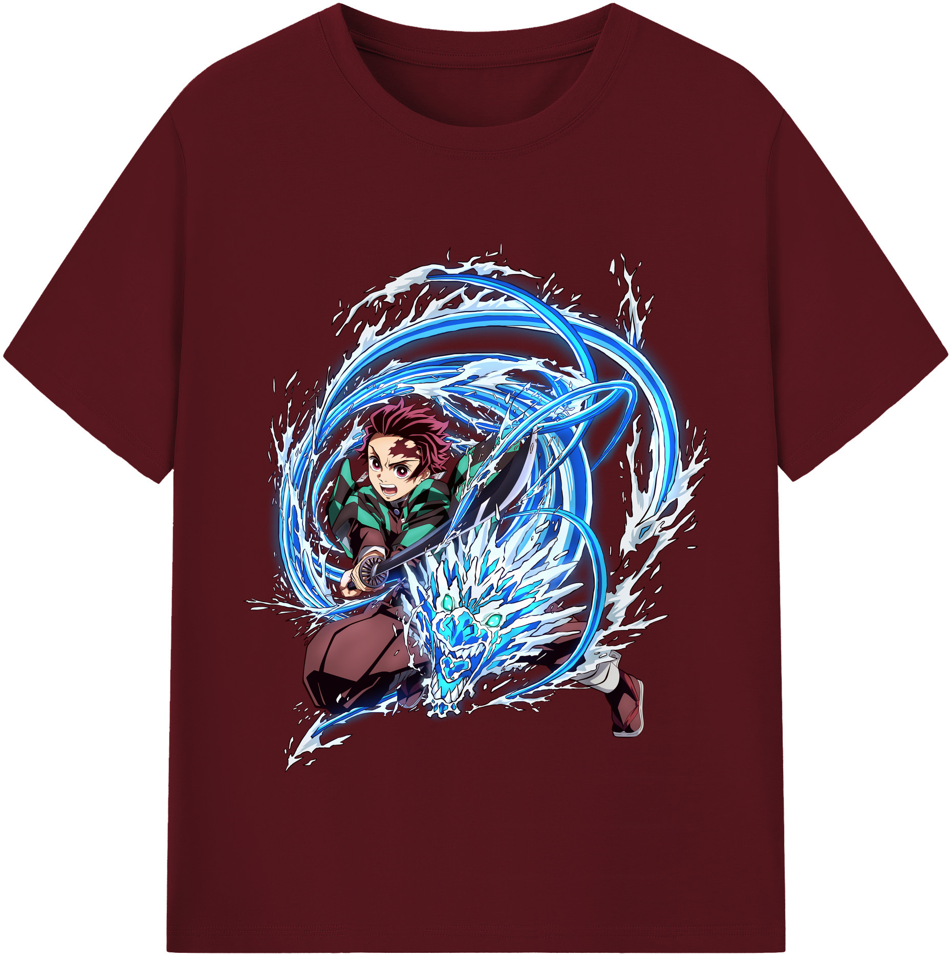 （画像用） 鬼滅の刃 竈門 炭治郎／かまど たんじろう Kamado Tanjirou 綿100％半袖Tシャツ（フロントプリント）
